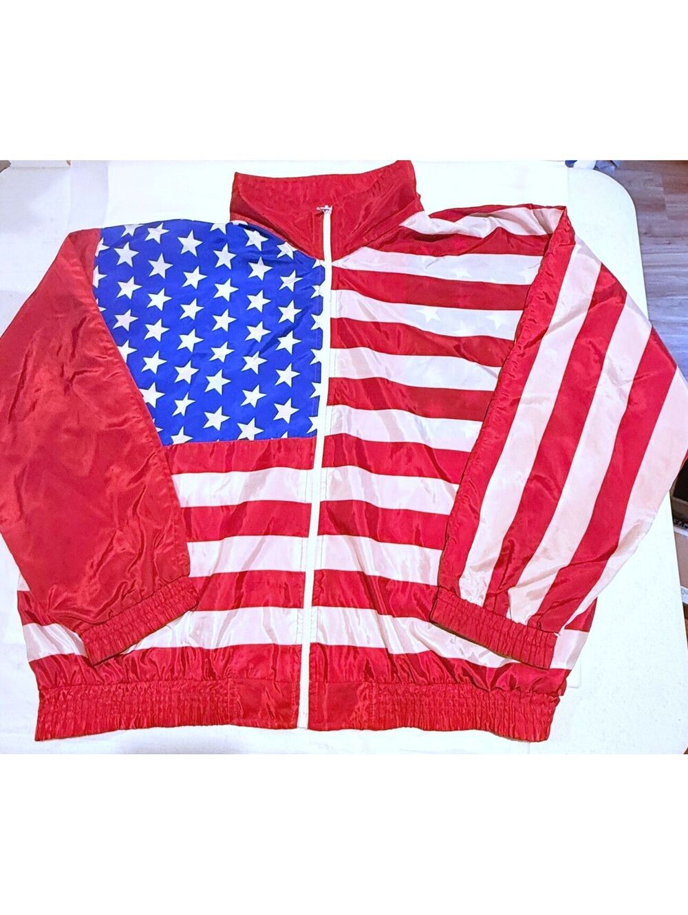 Vintage Argee American Flag Polyester Long Sleeve Windbreaker Zip Jacket